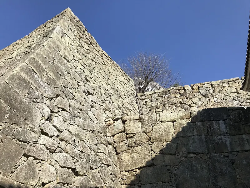Angled stone walls in front of the Nu gate of Himeji Castle